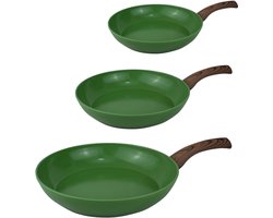 Cook & Pan - Go Green Koekenpannenset 3-Delig - Inductie Pannen- Keramische Anti-aanbaklaag PFAS-vrij - 7 jaar garantie - Groen