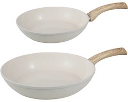 Cook & Pan Go Ivory Koekenpannenset 2-delig - Geschikt voor Inductie - Non stick - Keramische Anti-aanbaklaag PFAS-vrij - 7 jaar garantie - Crème