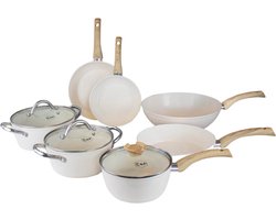 Cook & Pan Go Ivory Pannenset 7-delig - Geschikt voor Inductie - Non stick - Keramische Anti-aanbaklaag PFAS-vrij - 7 jaar garantie - Crème