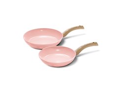 Cook & Pan - Koekenpannenset 2-delig - PFAS vrij - Inductie Keramisch - Non stick - 7 jaar garantie - Roze