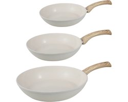 Cook & Pan - Koekenpannenset 3-delig - PFAS vrij - Inductie Keramisch - Non stick - 7 jaar garantie - Crème