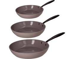 Cook & Pan - Taupe of Mind Koekenpannenset 3-delig - PFAS vrij - Inductie Keramisch - Non stick - 7 jaar garantie - Taupe