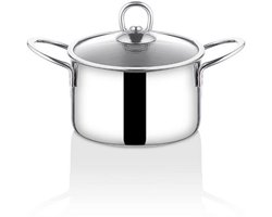 Cookchef Protico PTE-116 - Kookpan 16 cm – Roestvrij Staal – Kleine RVS Pan met Deksel – Zilver – Vaatwasserbestendig
