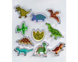 Cookiecutter - Dinosaurus - set 10 stuks Dino Uitsteekvormen - Koekjes Uitsteek vormen - Roestvrijstalen koekjesvormen - verschillende Dino Vormen