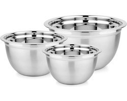 Cooking bowl in Stainless Steel - Set of 3 - 20 24 & 28 cm - Space Home salad dough bowl