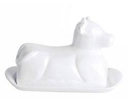 Cookinglife Botervloot Koe Wit 20 x 12 cm – Porselein Met Charmant Speels Motief – Staat Mooi Op Je Tafel