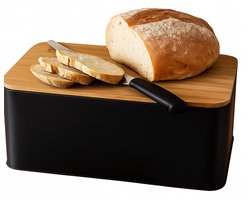 Cookinglife Brooddoos - Broodtrommel met Plank - Mat Zwart