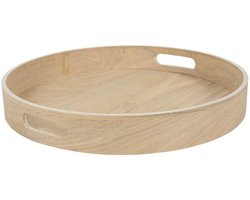 Cookinglife Dienblad - Rond Serveerplateau - Serving Tray - Wilgenhout - Bruin Naturel - Opstaande Rand 35 cm