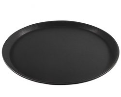 Cookinglife Dienblad Zwart Ø 35,5 cm - Kunststof - Anti-Slip Oppervlak Voorkomt Wegglijden Van Glazen En Servies