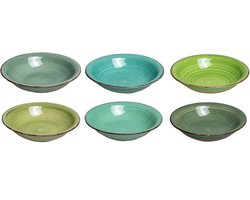 Cookinglife Diepe Borden Delice Groen ø 21 cm – Set Van 6 – Aardewerk – Vaatwasser-, Magnetron- & Ovenbestendig