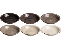Cookinglife Diepe Borden Delice - Pastaborden - Pasta Bowls - Aardewerk Grijs - Vaatwasser en Magnetronbestendig - 21 cm, 6 Stuks