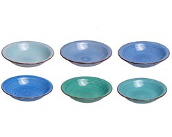 Cookinglife Diepe Borden Delice - Pastaborden, Soepborden - Pasta Bowls - Aardewerk Blauw - Vaatwasserbestendig, Ovenbestendig - 21 cm, 6 Stuks