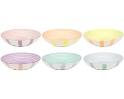 Cookinglife Diepe Borden Spring Vibes - Pastabord & Soepbord - Pasta Bowl - Aardewerk - Pastel Multicolor - Vaatwasserbestendig, Ø 21 cm, 6 Stuks