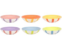 Cookinglife Diepe Borden Summer Vibes Kleurrijk - 6 Stuks Ø 21 cm - Aardewerk - Vaatwasser-, Magnetron- & Ovenbestendig