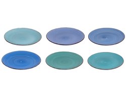 Cookinglife Dinerborden Delice - Set Van 6 - Tafelbord Dinner Plate - Aardewerk - Blauw - Vaatwasserbestendig En Ovenbestendig 26,5 cm