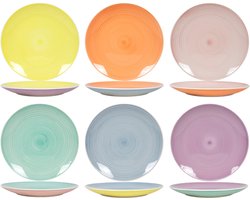 Cookinglife Dinerborden Pastel Harmony - 6 Stuks ø 26,5 cm - Aardewerk - Vaatwasser- & Magnetronbestendig