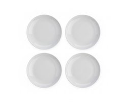 Cookinglife Dinerborden Porselein Coupe Wit – Set Van 4 Ø 27 cm – Strak Modern Vaatwasser-, Magnetron- & Ovenbestendig