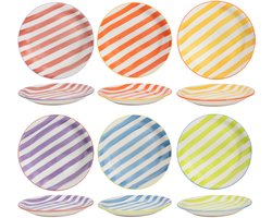 Cookinglife Dinerborden Summer Vibes - Vrolijk Patroon - Dinner Plate - Aardewerk - Kleurrijk Vaatwasserbestendig - Ø 26,5 cm, 6 Stuks