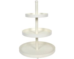 Cookinglife Etagère 3-Laags - Taartstandaard - Cake Stand - Gecoat Metaal Creme - Compact Stabiel - Ø 15/20/25 cm 35 cm Hoog