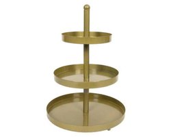 Cookinglife Etagere Food for Fun Goud - Ø 15, 20 & 25 cm - 3-laags 35 cm Hoog - Metaal Serveertoren voor Hapjes en Petit Fours