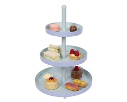 Cookinglife Etagere Metaal - Blauw / Mint - ø 15, 20 & 25 cm - 3-laags - 35 cm hoog