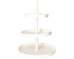 Cookinglife Etagère Metaal Wit – Ø 20, 25 & 30 cm – 3-Laags – 55 cm Hoog – Elegante Witte Serveertoren – Grote Diameter voor Ruime Presentatie – Geschikt voor High Tea, Taart, Kaas of Fruit – Eyecatcher voor Buffet of Tafel