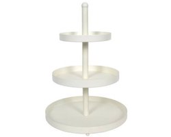 Cookinglife Etagère Metaal Wit – Ø 20, 25 & 30 cm – 3-Laags – 55 cm Hoog – Elegante Witte Serveertoren – Grote Diameter voor Ruime Presentatie – Geschikt voor High Tea, Taart, Kaas of Fruit – Eyecatcher voor Buffet of Tafel