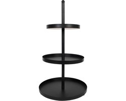 Cookinglife Etagère Metaal Zwart – Ø 20, 25 & 30 cm – 3-Laags – 55 cm Hoog – Strak Zwart Design – Robuust Metalen Frame – Geschikt voor Moderne Tafelstyling – Voor Borrelhapjes, Gebak of Decoratief Serveren