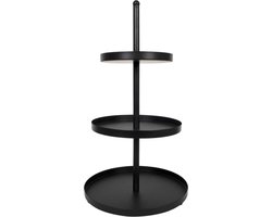 Cookinglife Etagère Metaal Zwart – Ø 20, 25 & 30 cm – 3-Laags – 55 cm Hoog – Strak Zwart Design – Robuust Metalen Frame – Geschikt voor Moderne Tafelstyling – Voor Borrelhapjes, Gebak of Decoratief Serveren