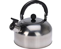 Cookinglife Fluitketel RVS 2 Liter - Waterkoker - Theeketel - Kettle - Zilver/Zwart - Fluitfunctie Comfortabele Handgreep