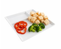 Cookinglife Fondueborden - Gourmetborden / BBQ Borden 4 Vakken - Gourmet Plate / Aardewerk - Wit, Vaatwasserbestendig - 26 x 20 cm, 4 Stuks
