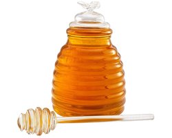Cookinglife Honingpot - Honey Pot - Glas - Transparant - Met Lepel - 500 ml