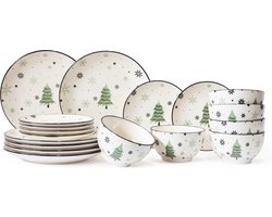 Cookinglife Kerstservies - Aardewerk - Groen 18-delig
