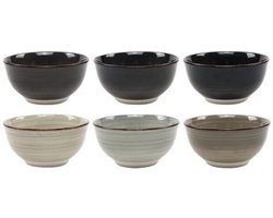 Cookinglife Kleine Kommen Delice Grijs ø 12 cm – Set van 6 – Ideaal voor Dips, Bijgerechten of Desserts – Aardewerk met Grijze Reactive Glaze – Vaatwasser- en Magnetronbestendig – Handzaam, Stapelbaar en Stijlvol
