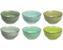 Cookinglife Kleine Kommen Delice Groen ø 12 cm – Set van 6 – Geschikt voor Snacks, Dips of Bijgerechten – Aardewerk met Groene Glazuurlaag – Vaatwasser- en Magnetronbestendig – Compact, Duurzaam en Stapelbaar