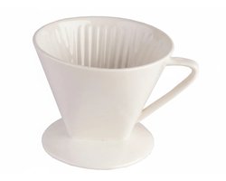 Cookinglife Koffiefilterhouder Barista - Filterdispenser Maat 4 - Coffee Filter Holder - Porselein Wit - Elegant En Functioneel