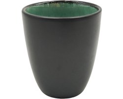 Cookinglife Koffiekopjes Borneo Groen/Zwart 4 stuks 190 ml - Aardewerk - Reactive Glazuur, Vaatwasserbestendig