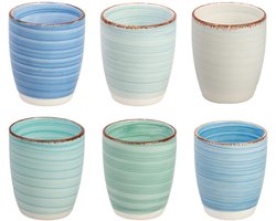 Cookinglife Koffiekopjes Delice Blauw 180 ml – Set van 6 – Perfect voor Espresso of Koffie – Aardewerk met Glanzend Blauwe Reactive Glaze – Vaatwasser- en Magnetronbestendig – Elegant en Handzaam