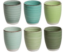 Cookinglife Koffiekopjes Delice Groen 180 ml – Set van 6 – Ideaal voor Espresso of Koffie – Aardewerk met Donkergroene Reactive Glaze – Vaatwasser- en Magnetronbestendig – Compact, Sfeervol en Ergonomisch