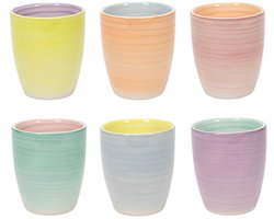 Cookinglife Koffiekopjes Pastel Harmony – Set van 6 180 ml Aardewerk – Vaatwasser-, Magnetron- & Ovenbestendig