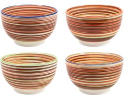 Cookinglife Kom Rhythm & Lines - Set van 4 ø 14 cm Aardewerk - Vaatwasserbestendig