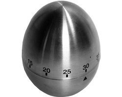Cookinglife Kookwekker Ei - Eierwekker Keukentimer - Egg Timer - RVS Zilver - Tot 60 Minuten - 8 x 6 cm