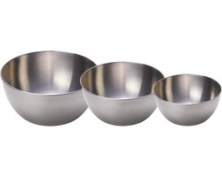 Cookinglife Mengkommen Set - Beslagkommen - Mixing Bowls - RVS - Zilver - Vaatwasserbestendig, Stapelbaar, 3 Stuks 19/23,5/29 cm
