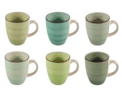 Cookinglife Mokken Delice - Koffiemok - Theemok - Mug - Aardewerk - Groen - Vaatwasser En Magnetronbestendig - 350 ml - Set Van 6