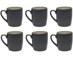 Cookinglife Mokken Nola Warm Grey – 350 ml – 6 Stuks – Steengoed Mok met Warme Grijze Reactive Glaze – Voor Koffie, Thee of Chocolademelk – Magnetron- & Vaatwasserbestendig