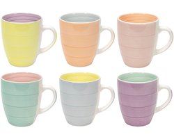 Cookinglife Mokken Pastel Harmony 340 ml - Set van 6 koffiemokken - Ideaal voor koffie en thee - Vaatwasserbestendig - Duurzaam keramiek - 340 ml - Servies - Koffie en Accessoires