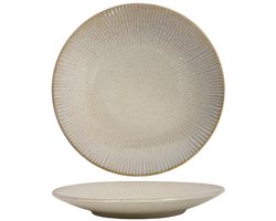 Cookinglife Ontbijtborden Coastal Lines Ocean Beige - Set van 6 ø 21 cm - Aardewerk - Vaatwasser-, Magnetron- & Ovenbestendig
