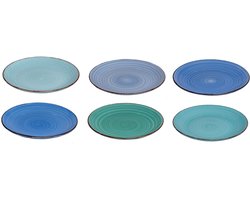 Cookinglife Ontbijtborden Delice - Dessertborden - Breakfast Plate - Aardewerk Blauw - Vaatwasserbestendig - 19 cm Set van 6