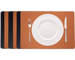 Cookinglife Placemats - Set van 6 - Dubbelzijdig Vegan Leer - Onderleggers voor Eettafel - Bescherming tegen Vlekken - Hoogwaardige Kunststof - 460 x 330 mm - Placemats - Tafelen