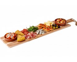 Cookinglife Serveerplank - Tapasplank - Borrelplank - Serving Board - Kaasplank - Hapjesplank- Teakhout Bruin - Duurzaam - 69 x 20 cm